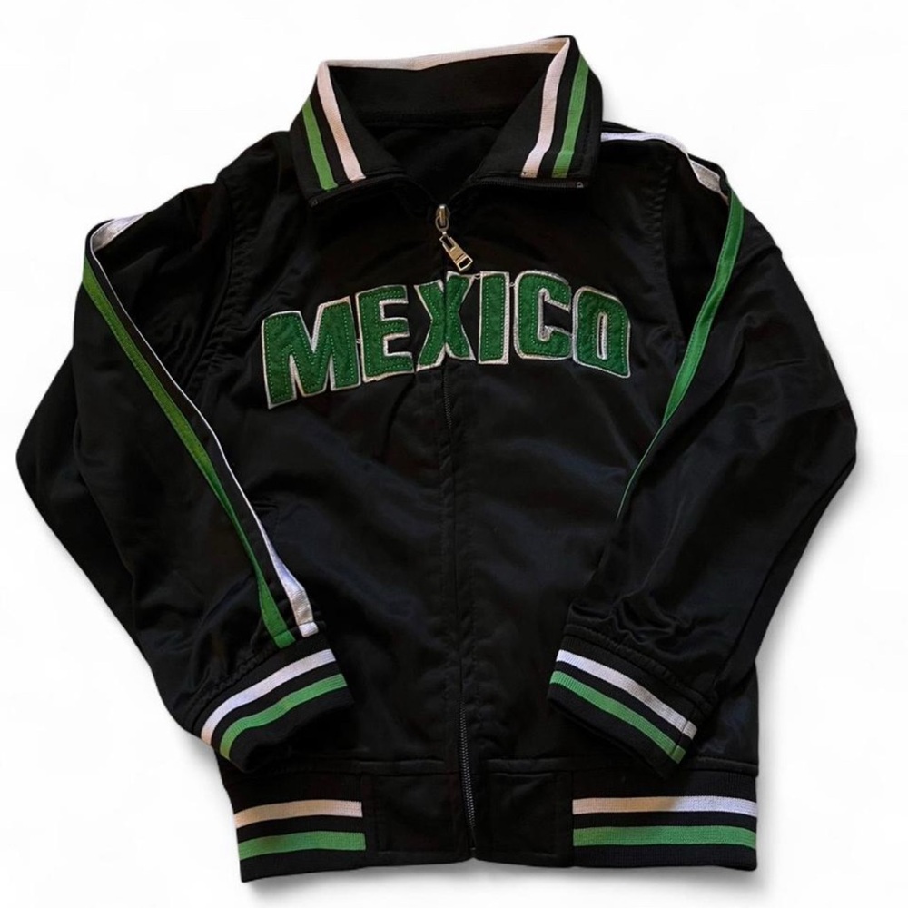 JM Collection Mexico Black Jacket with Green and White Stripes